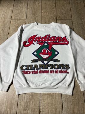 Vintage 1995 Cleveland Indians MLB Wahoo Crewneck Sweatshirt Pullover 90’s Large